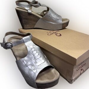 Calleen Cordero Silver Wedge Sandals for Women 8 1/2